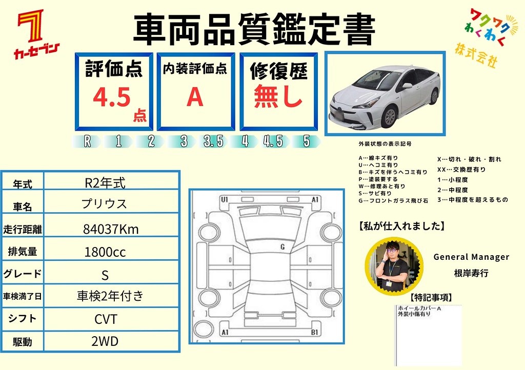 評価書 4.5点 修復歴無 1枚目