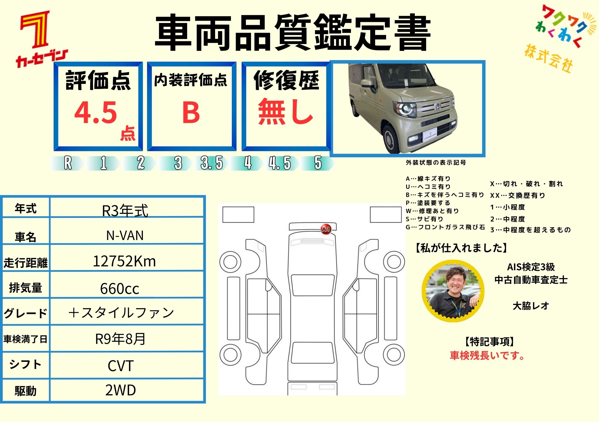 評価書 4.5点 修復歴無