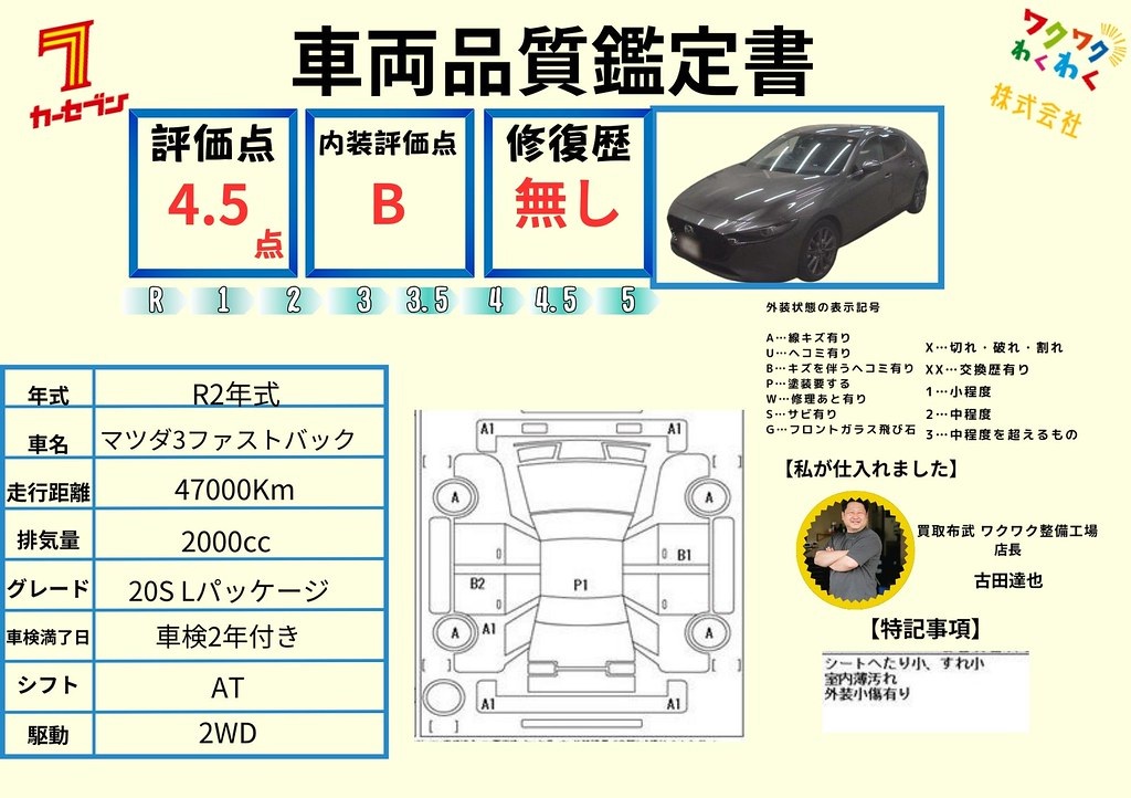 評価書 4.0点 修復歴無 1枚目
