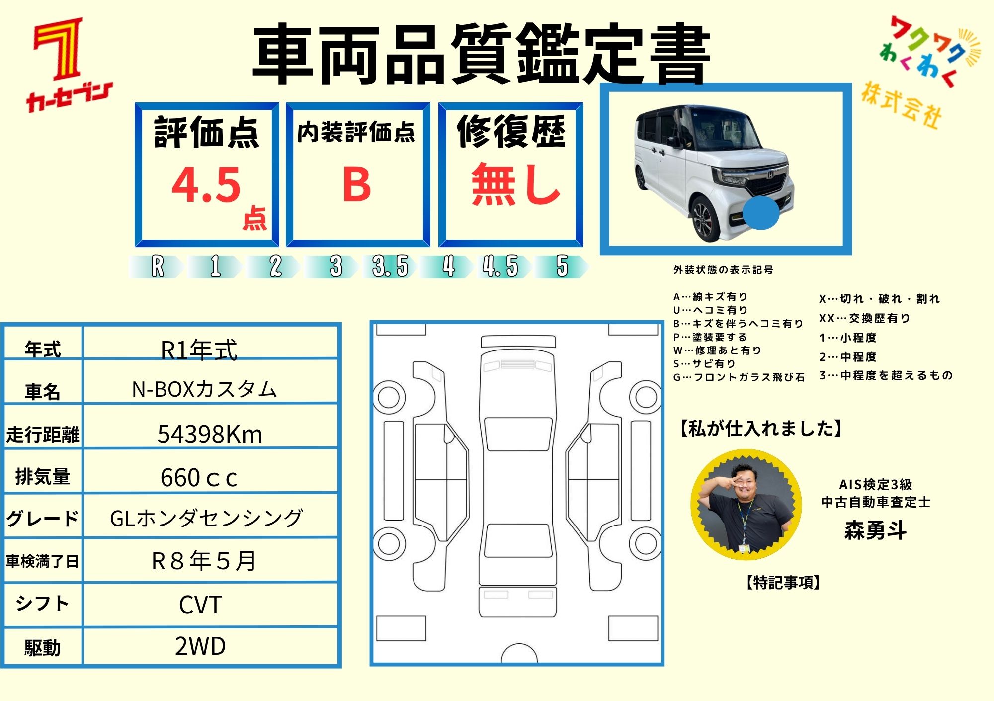 評価書 4.5点 修復歴無