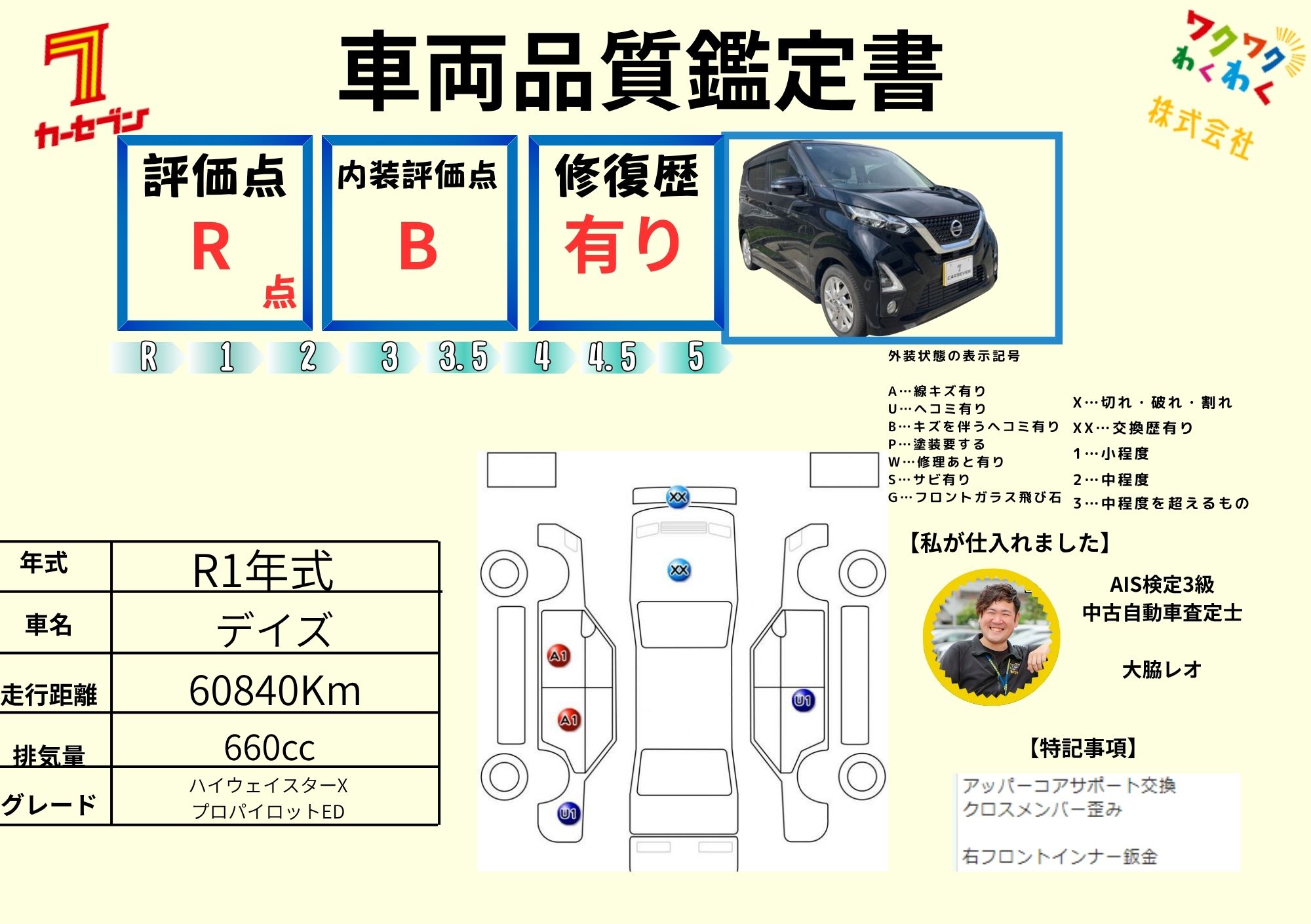 評価書 R点 修復歴有