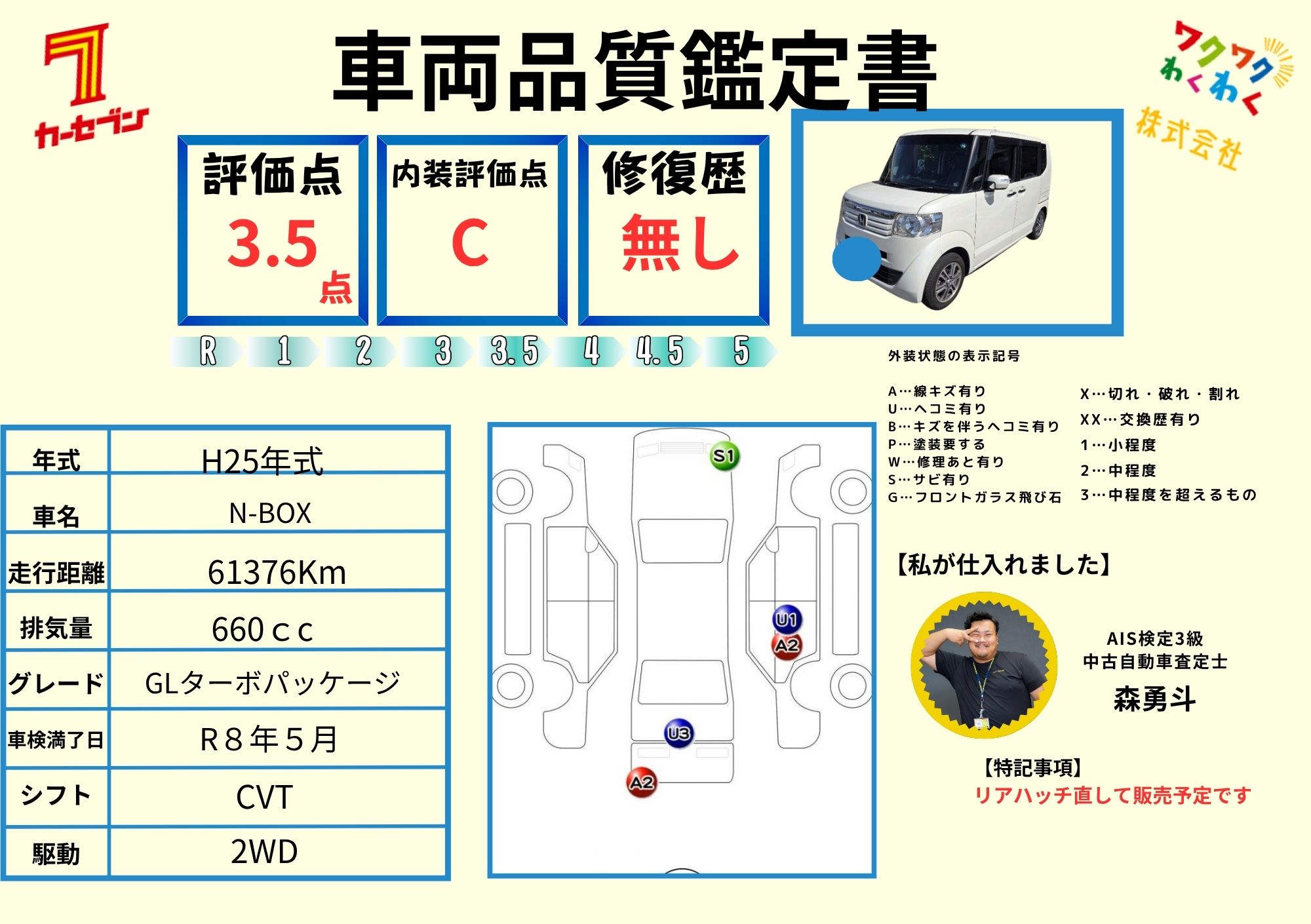 評価書 3.5点 修復歴無