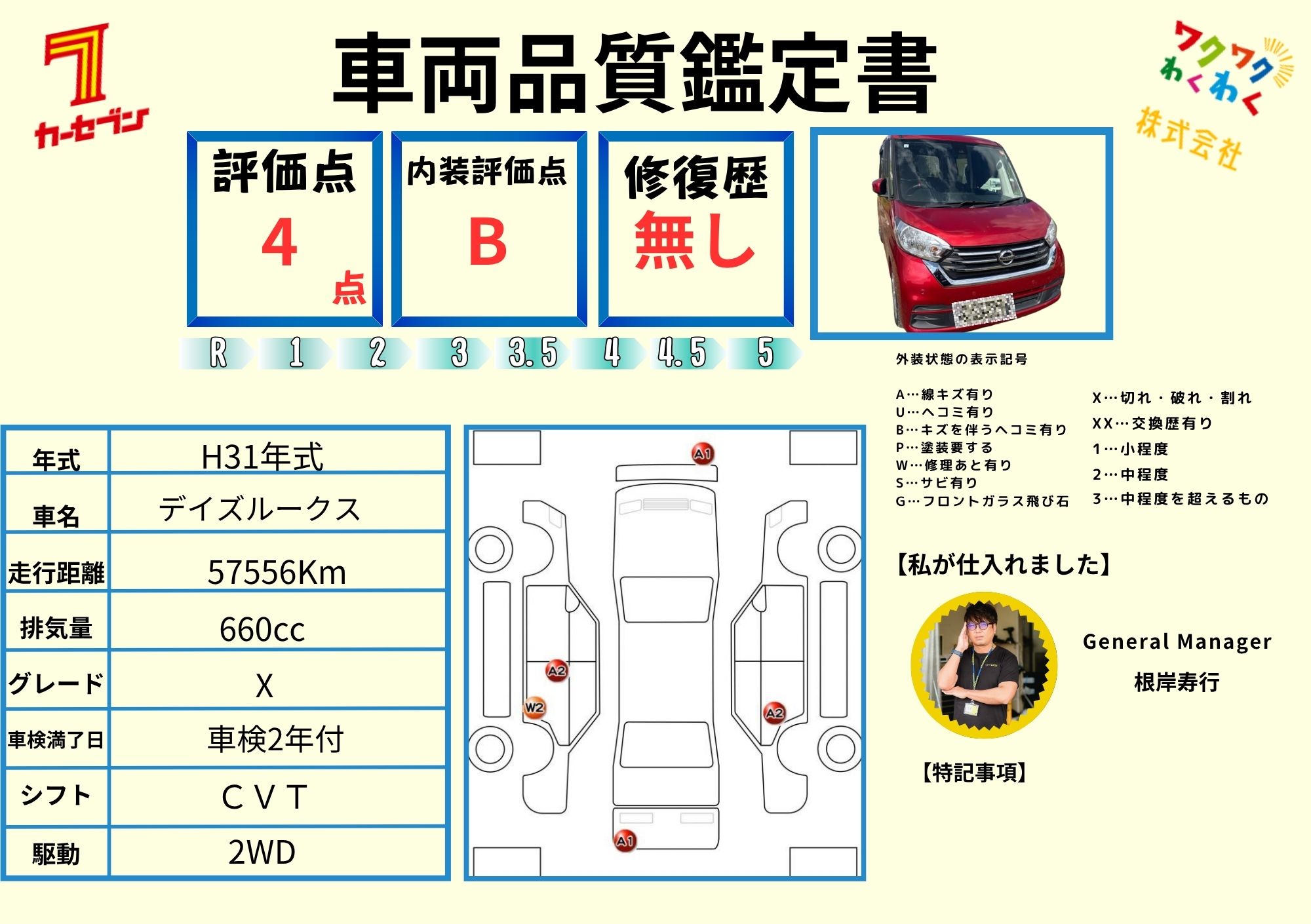 評価書（4.0点／修復歴無）