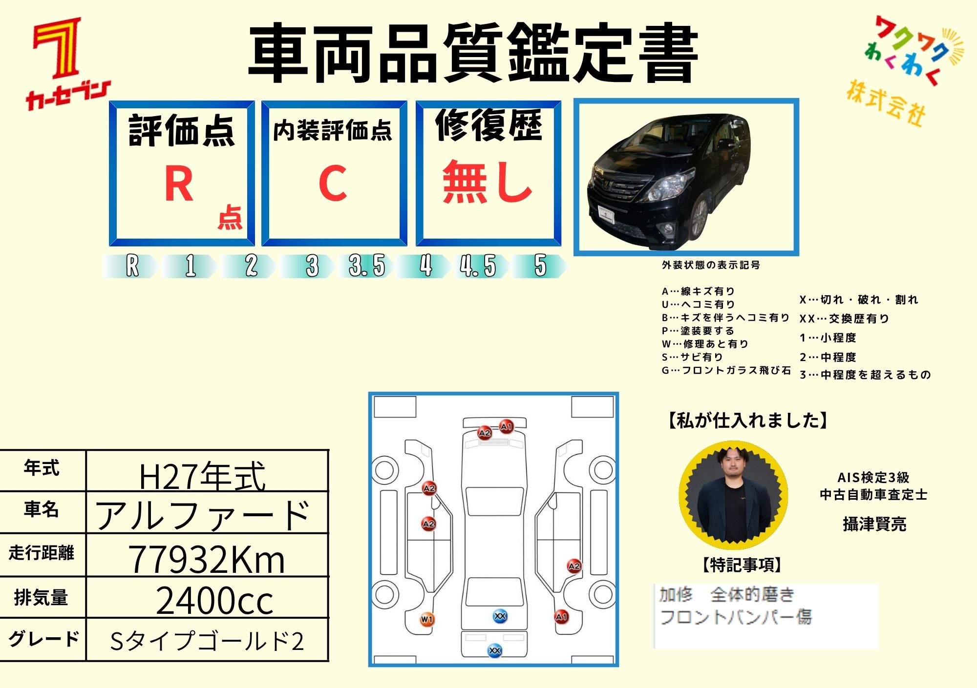 評価書 R点 修復歴有