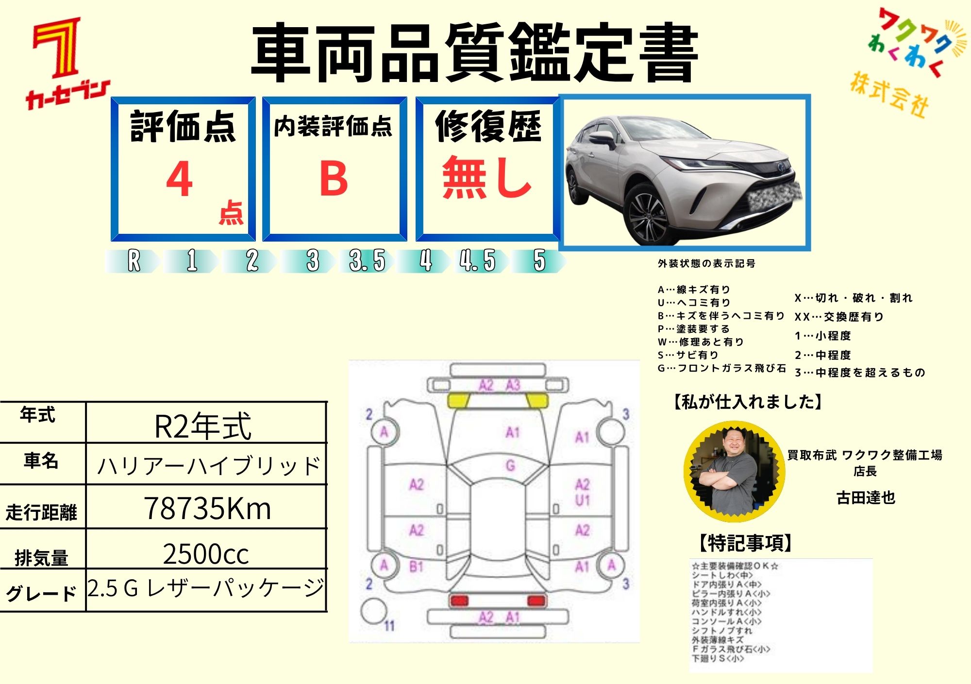 評価書（4.0点／修復歴無）
