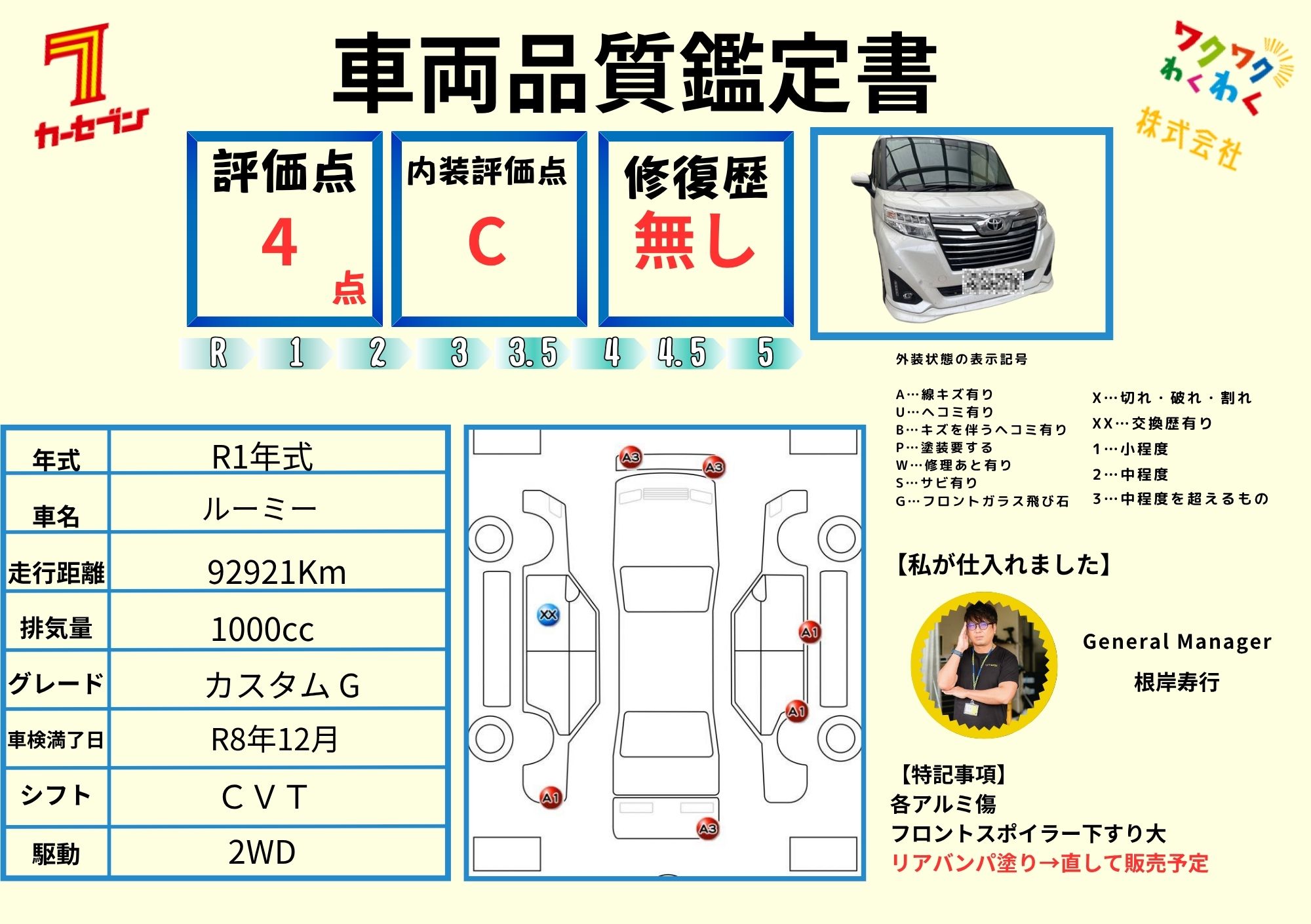 評価書（4.0点／修復歴無）