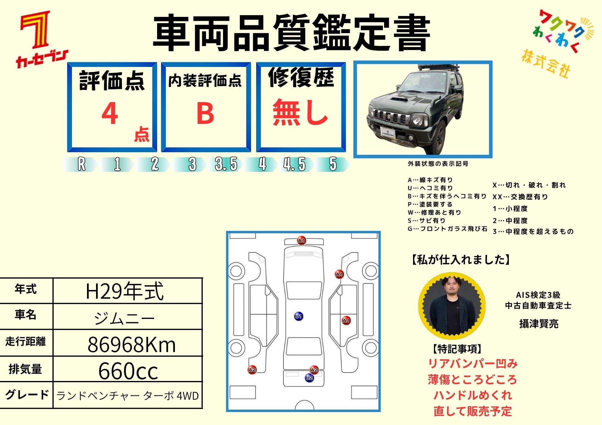 評価書（4.0点／修復歴無）