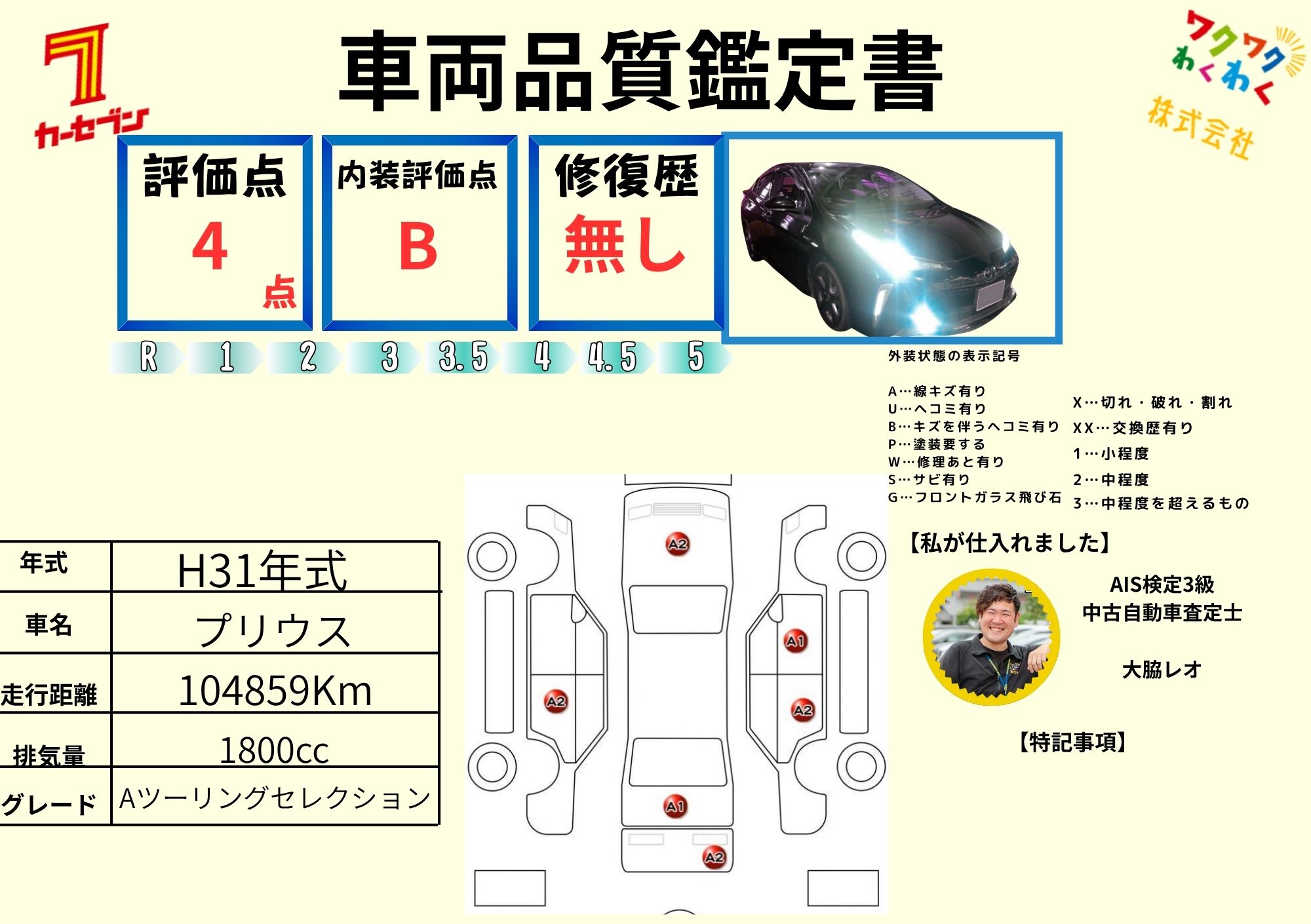 評価4.5点 修復歴なし