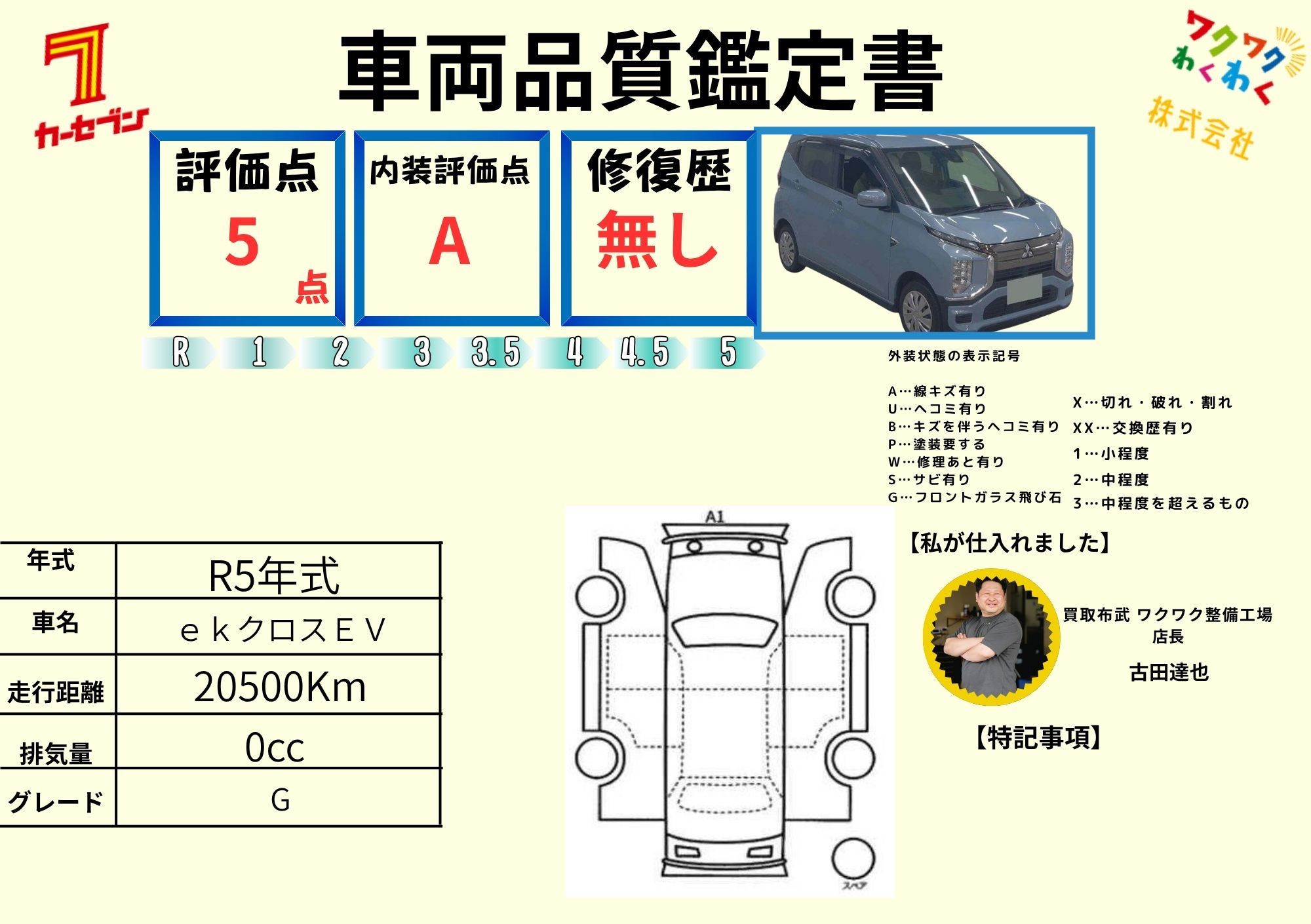 評価書（5点・修復歴無）