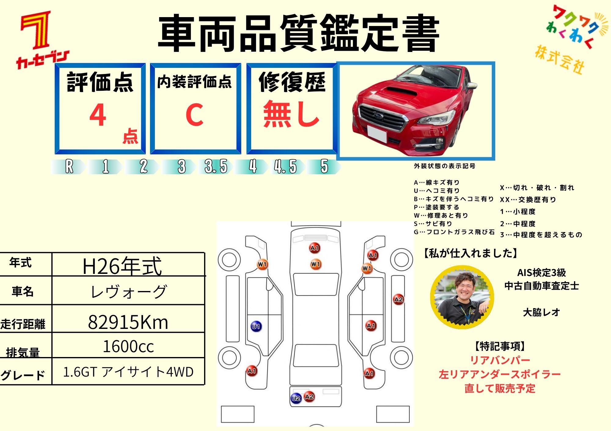 評価4.5点 修復歴なし