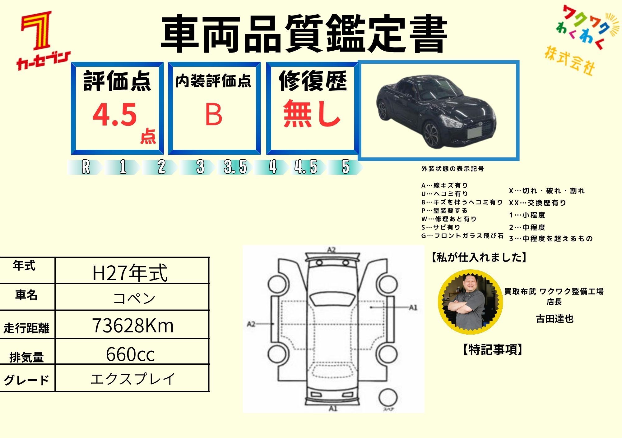 評価4.5点 修復歴なし