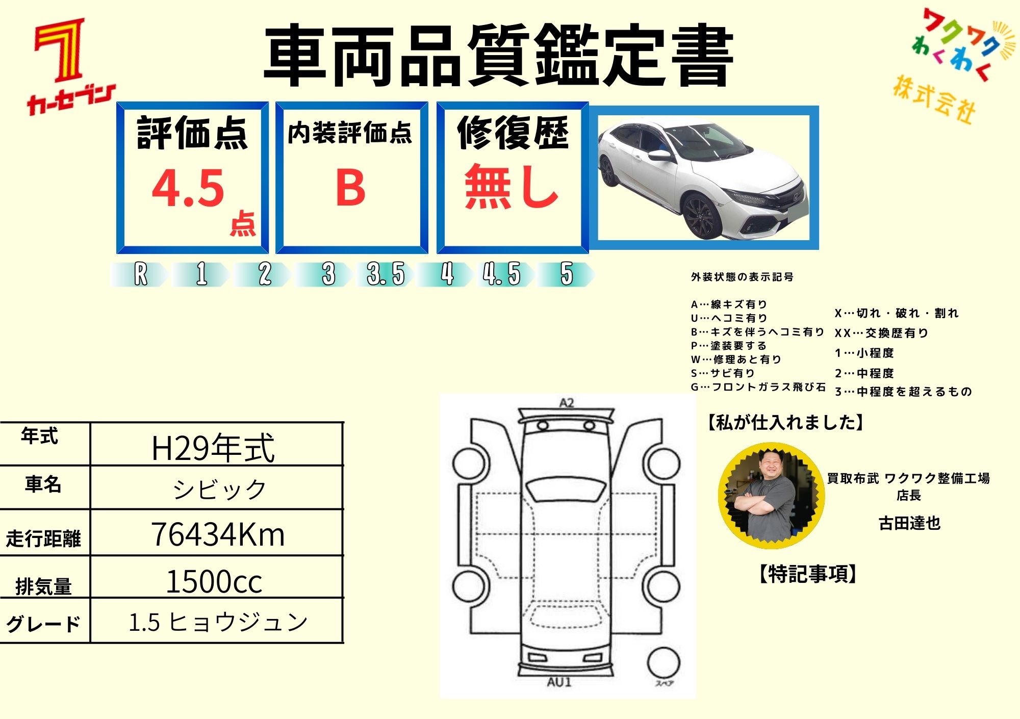 評価4.5点 修復歴なし