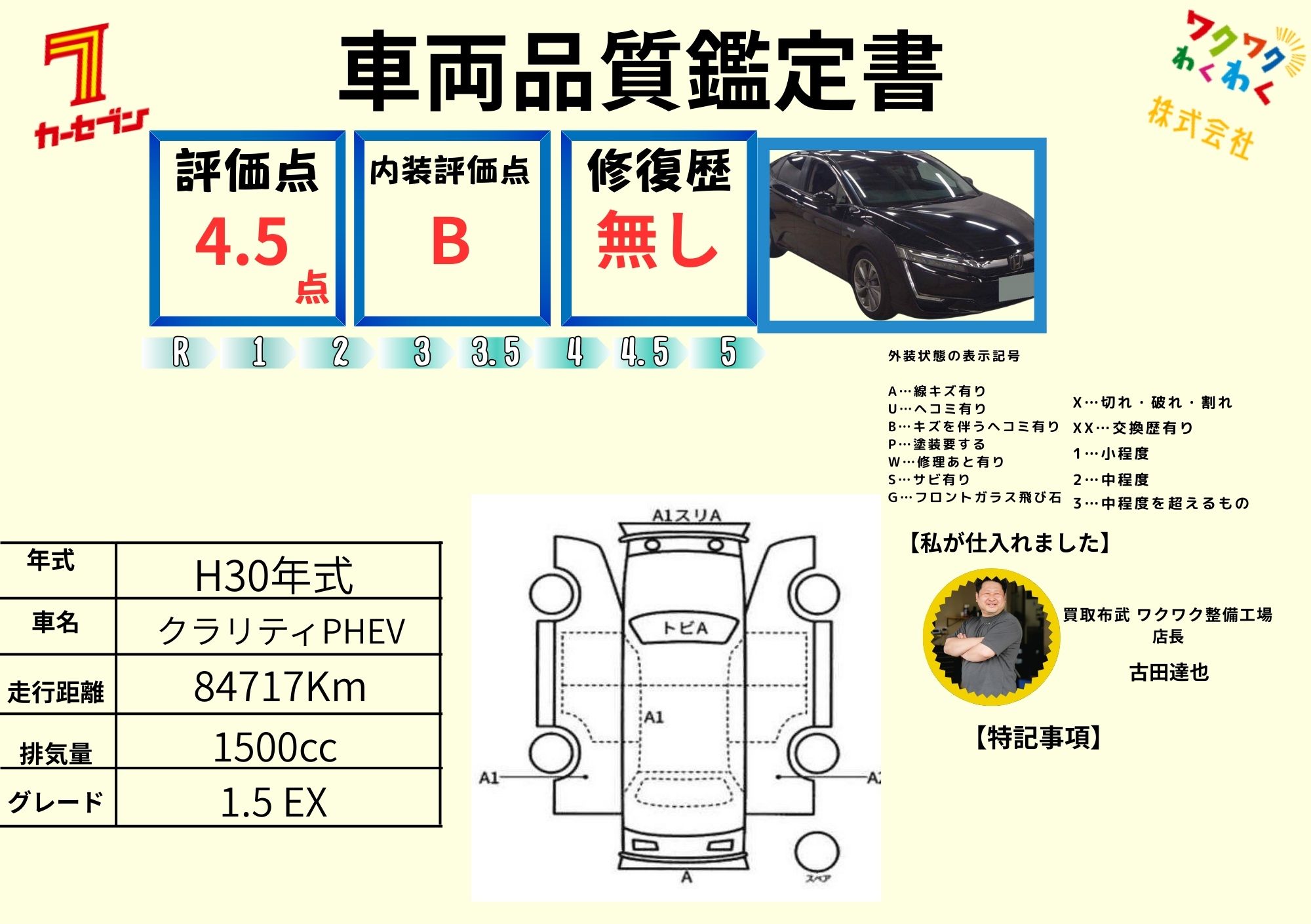 評価4.5点 修復歴なし