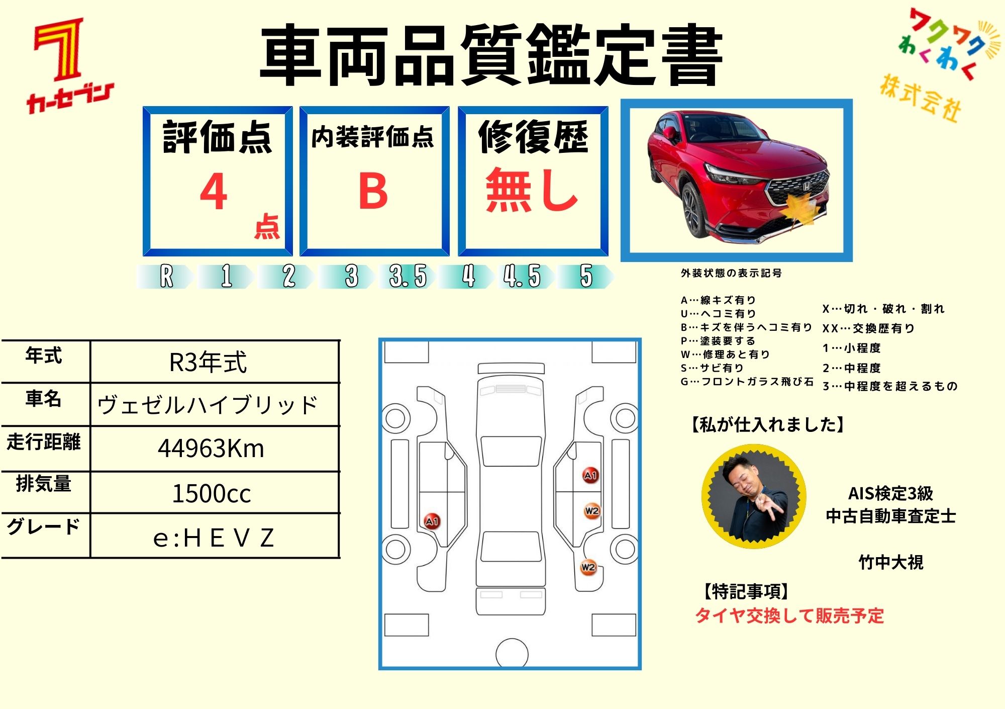 評価4.5点 修復歴なし