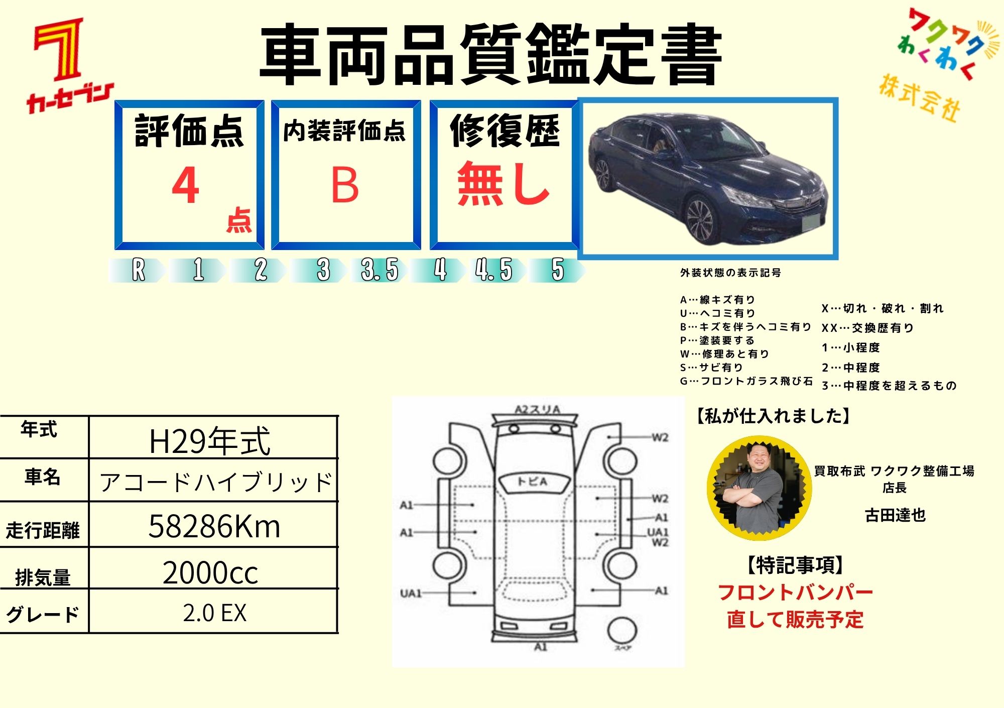 評価4.5点 修復歴なし