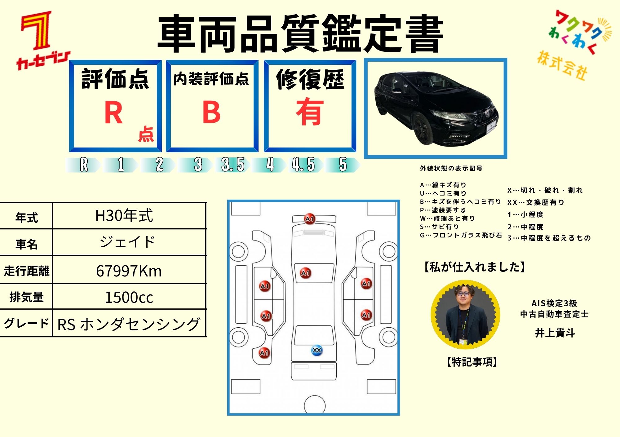 評価4.5点 修復歴なし
